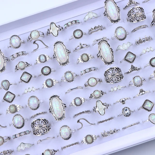 Bunte Tropfenöl-Ring-Sets für Frauen und Mädchen - 20 Stück, verschiedene Stile - Schmetterling, Blume, Herz - Schmuck für Partygeschenke