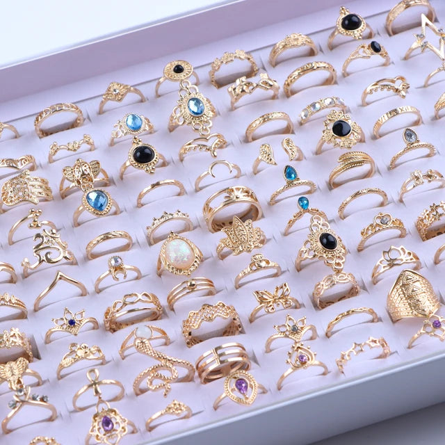 Bunte Tropfenöl-Ring-Sets für Frauen und Mädchen - 20 Stück, verschiedene Stile - Schmetterling, Blume, Herz - Schmuck für Partygeschenke