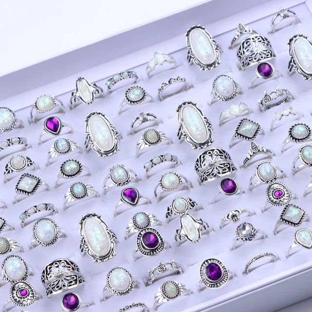 Bunte Tropfenöl-Ring-Sets für Frauen und Mädchen - 20 Stück, verschiedene Stile - Schmetterling, Blume, Herz - Schmuck für Partygeschenke