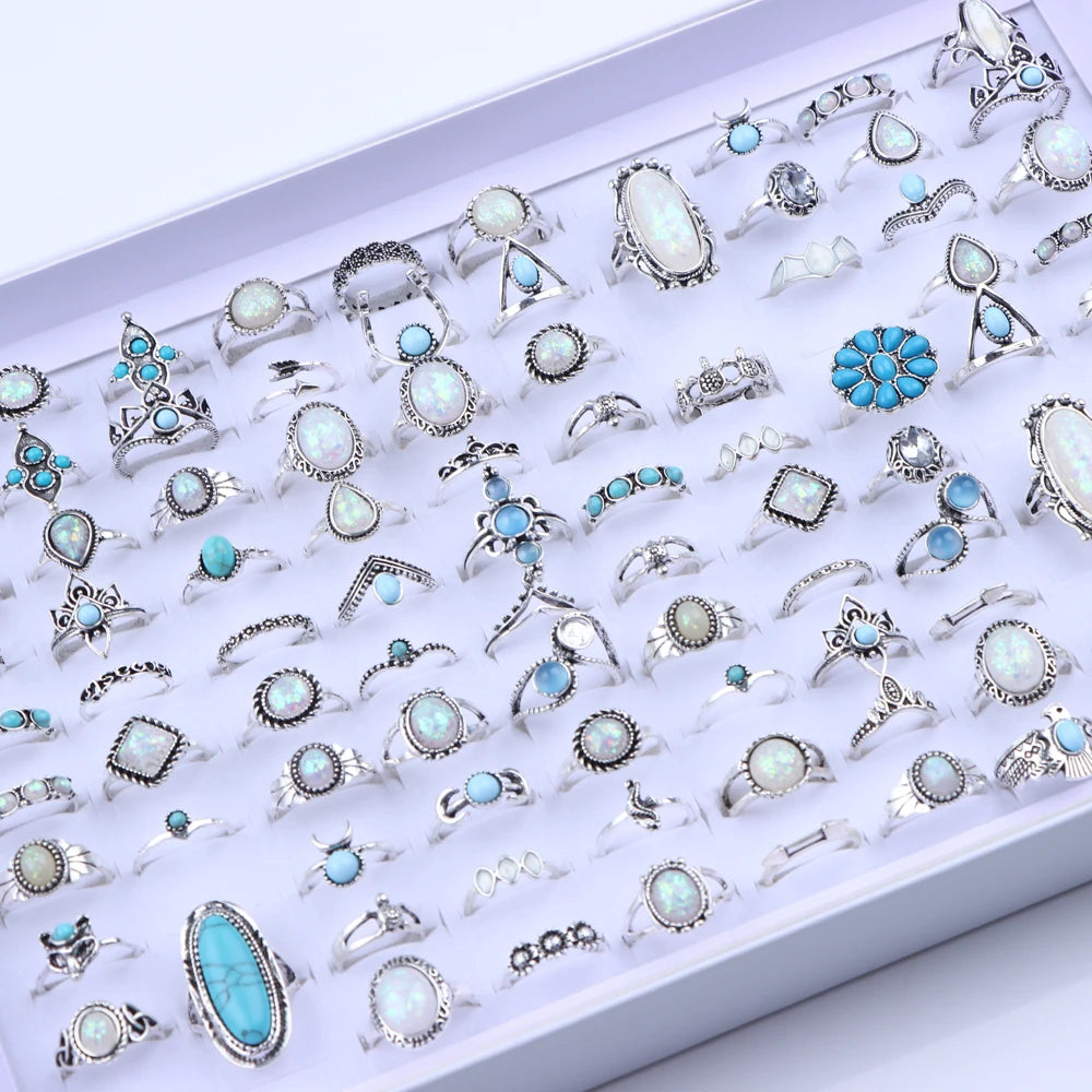 Bunte Tropfenöl-Ring-Sets für Frauen und Mädchen - 20 Stück, verschiedene Stile - Schmetterling, Blume, Herz - Schmuck für Partygeschenke