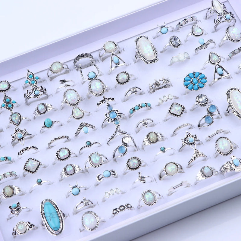 Bunte Tropfenöl-Ring-Sets für Frauen und Mädchen - 20 Stück, verschiedene Stile - Schmetterling, Blume, Herz - Schmuck für Partygeschenke