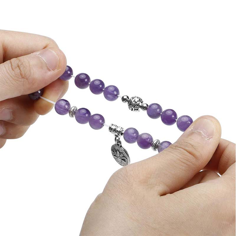 Chavri 3PCS natürliches Quarzkristall-Perlen-Heilenergie-Lotus-Armband