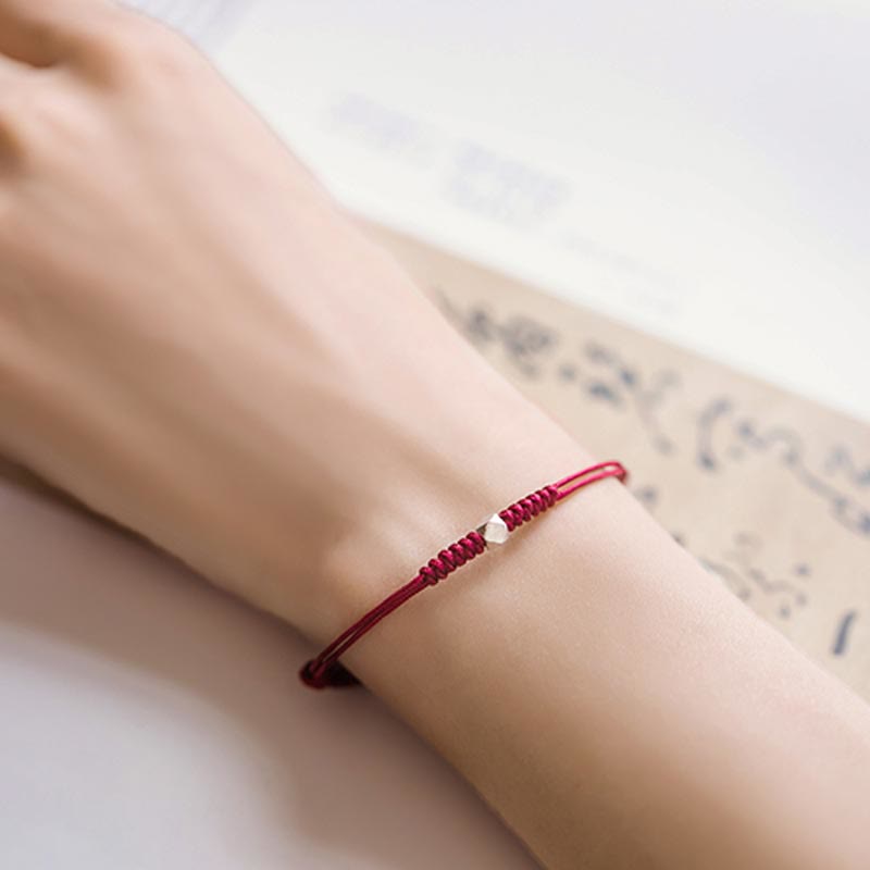 Chavri 925 Sterling Silber Glücksperlenschutz Rote Schnur Geflochtenes Armband