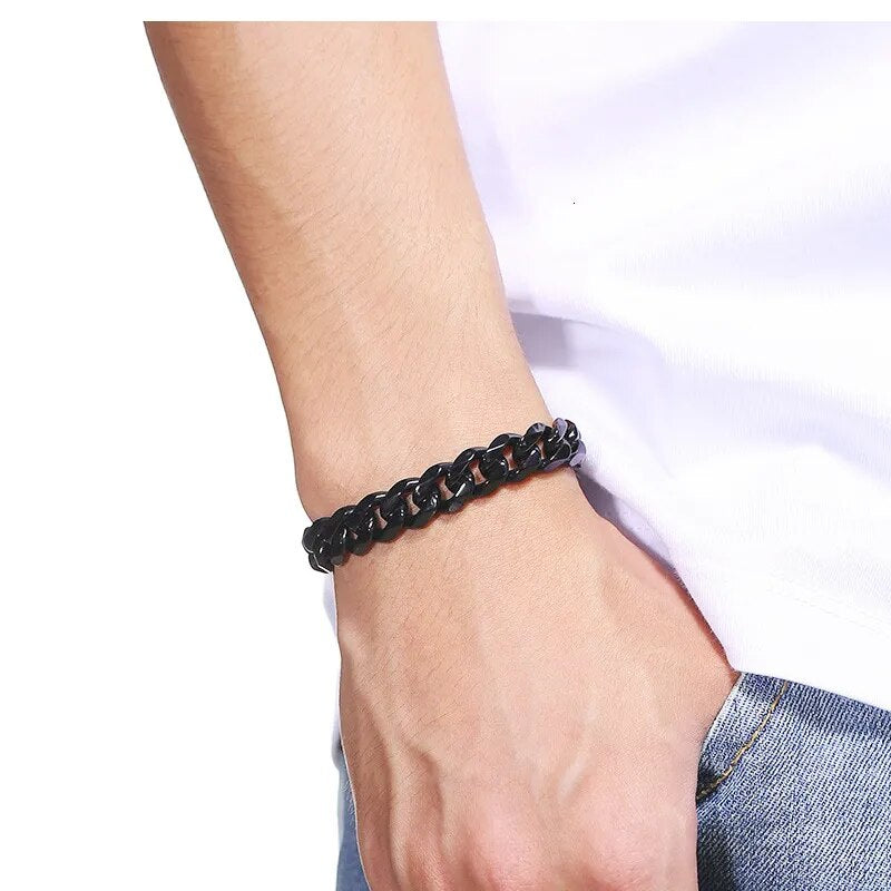 Mode Edelstahl Männer Curb Kubanischen Kette Armband Frauen Armband auf Hand für Paar Unisex Handgelenk Hand Schmuck Geschenk Party