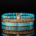 Blauperlen Römische Ziffern Kronenarmband
