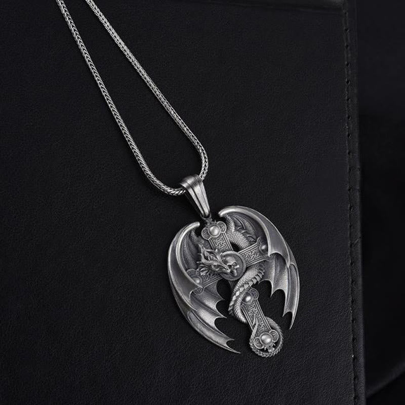 Faith Energy Cross Dragon Schädel Retro Halskette