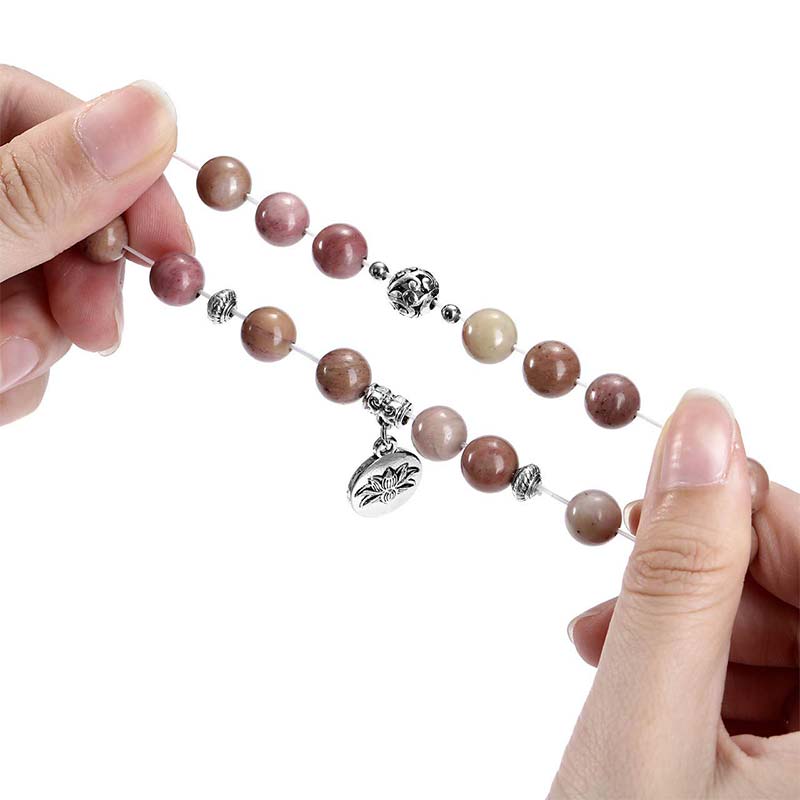 Chavri 3PCS natürliches Quarzkristall-Perlen-Heilenergie-Lotus-Armband