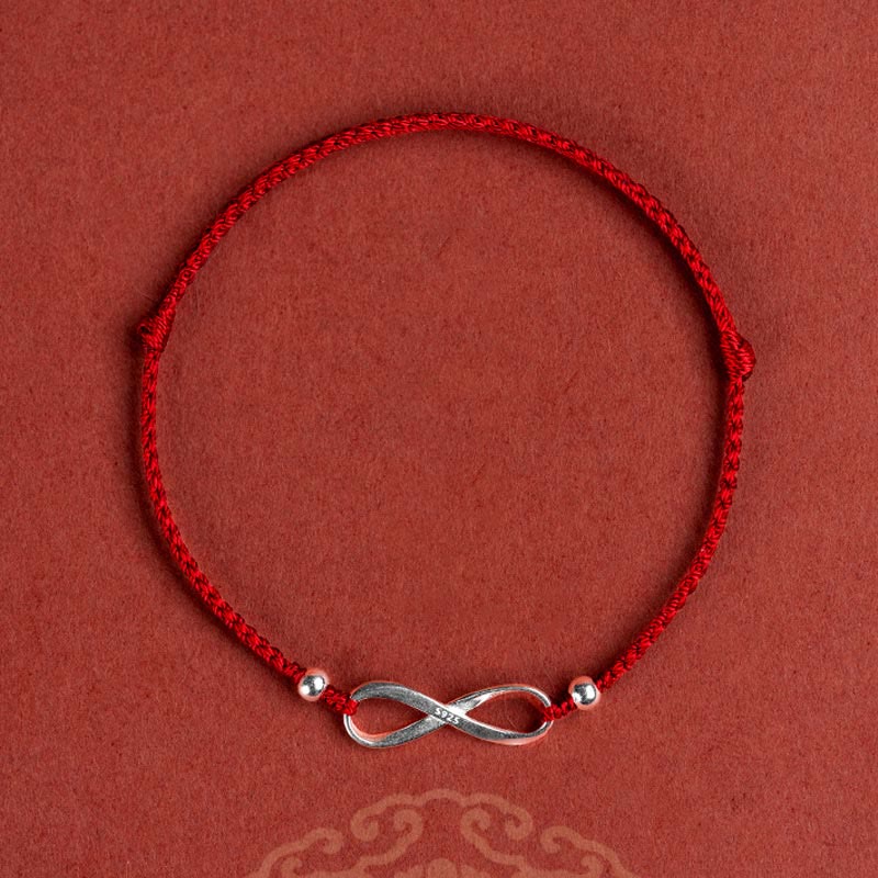 Chavri 925 Sterling Silber Endless Knot Protection Luck Red String Armband Fußkettchen