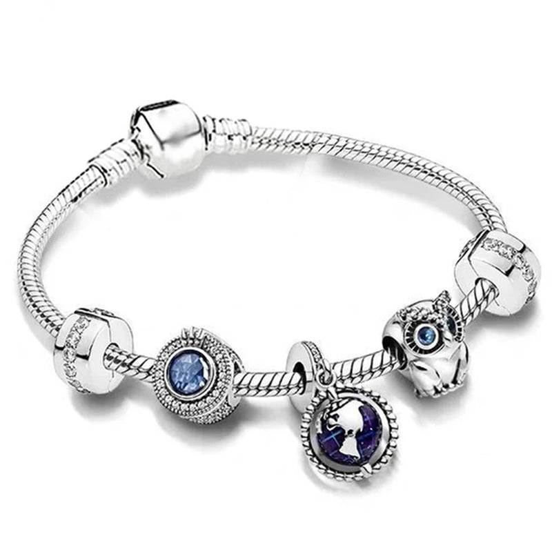 Trendy Romantische 2021 Silber Farbe Charm Armband mit Glückliche Familie Strang Marke Armband für Frauen DIY Schmuck Machen