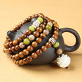 Chavri tibetisches Rosenholz-Lotus-Mala-Schutz-Ruhe-Halsketten-Armband