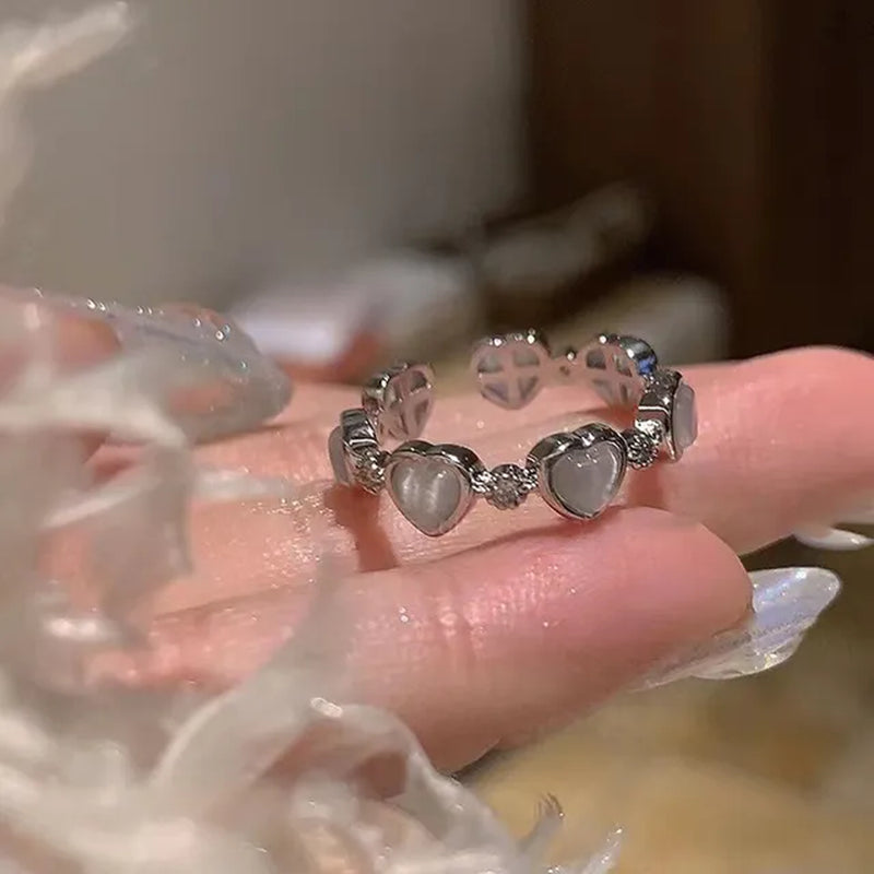 Rosa Liebe Herz Ringe für Frauen Öffnung Persönlichkeit Dorn Finger Ring Mode Süße Mädchen Schmuck Hochzeit Party Zubehör 2023