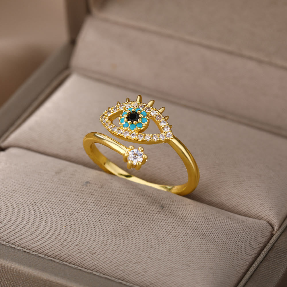 Evil Eye Diamond Verstellbarer Ring