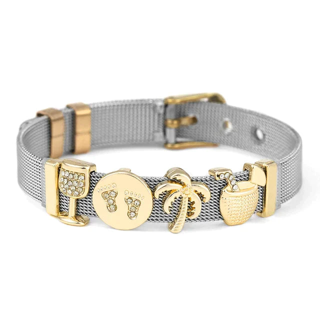 Zweifarbiges Edelstahl-Mesh-Armband