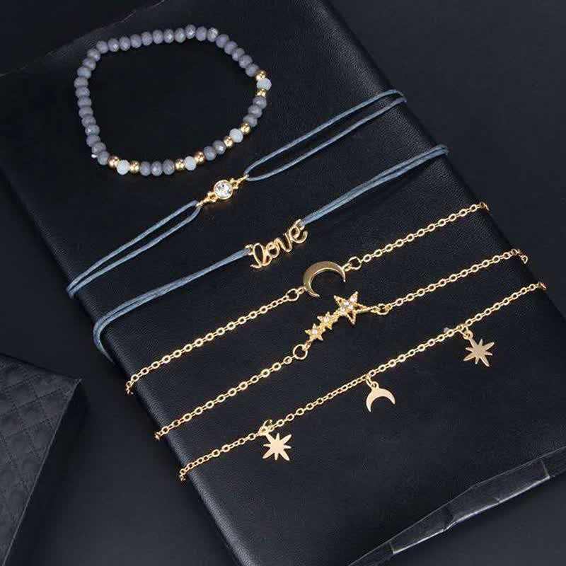 6Pcs Frauen Boho Star Moon Armband Set