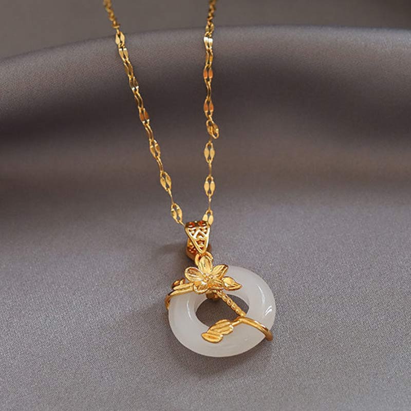 Chavri Lotus Muster Jade Glück Halskette Kettenanhänger