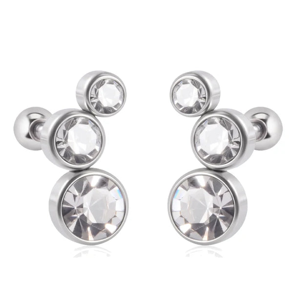 Hochwertige 361 Chirurgenstahl Kristall Ohr Tragus Knorpel Ohrringe 16G Drei Zirkon Lobe Helix Daith Piercing Körperschmuck