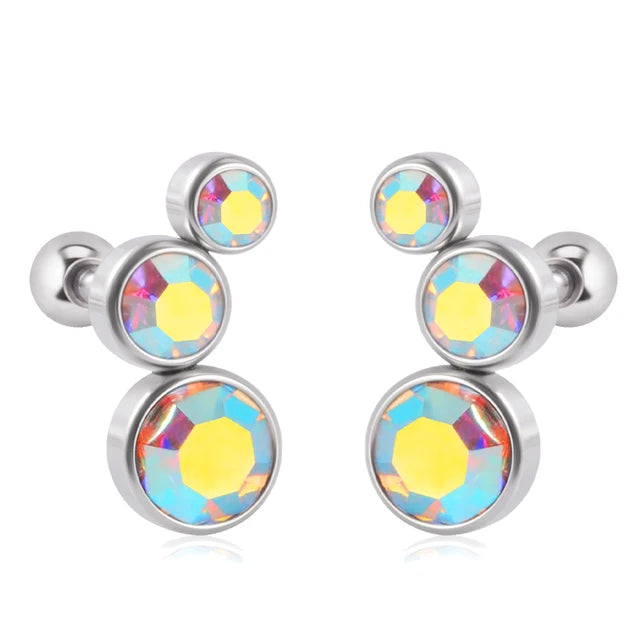 Hochwertige 361 Chirurgenstahl Kristall Ohr Tragus Knorpel Ohrringe 16G Drei Zirkon Lobe Helix Daith Piercing Körperschmuck