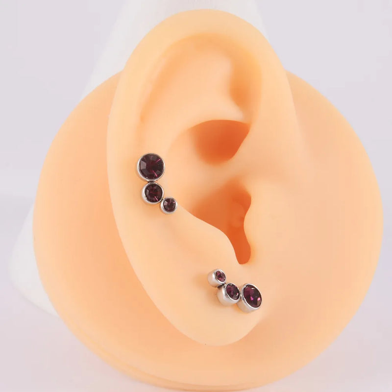 Hochwertige 361 Chirurgenstahl Kristall Ohr Tragus Knorpel Ohrringe 16G Drei Zirkon Lobe Helix Daith Piercing Körperschmuck