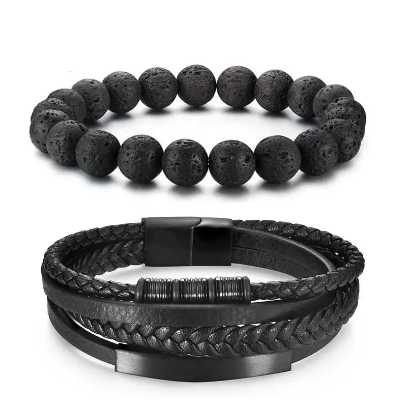 Armband aus natürlichen Lavaperlen