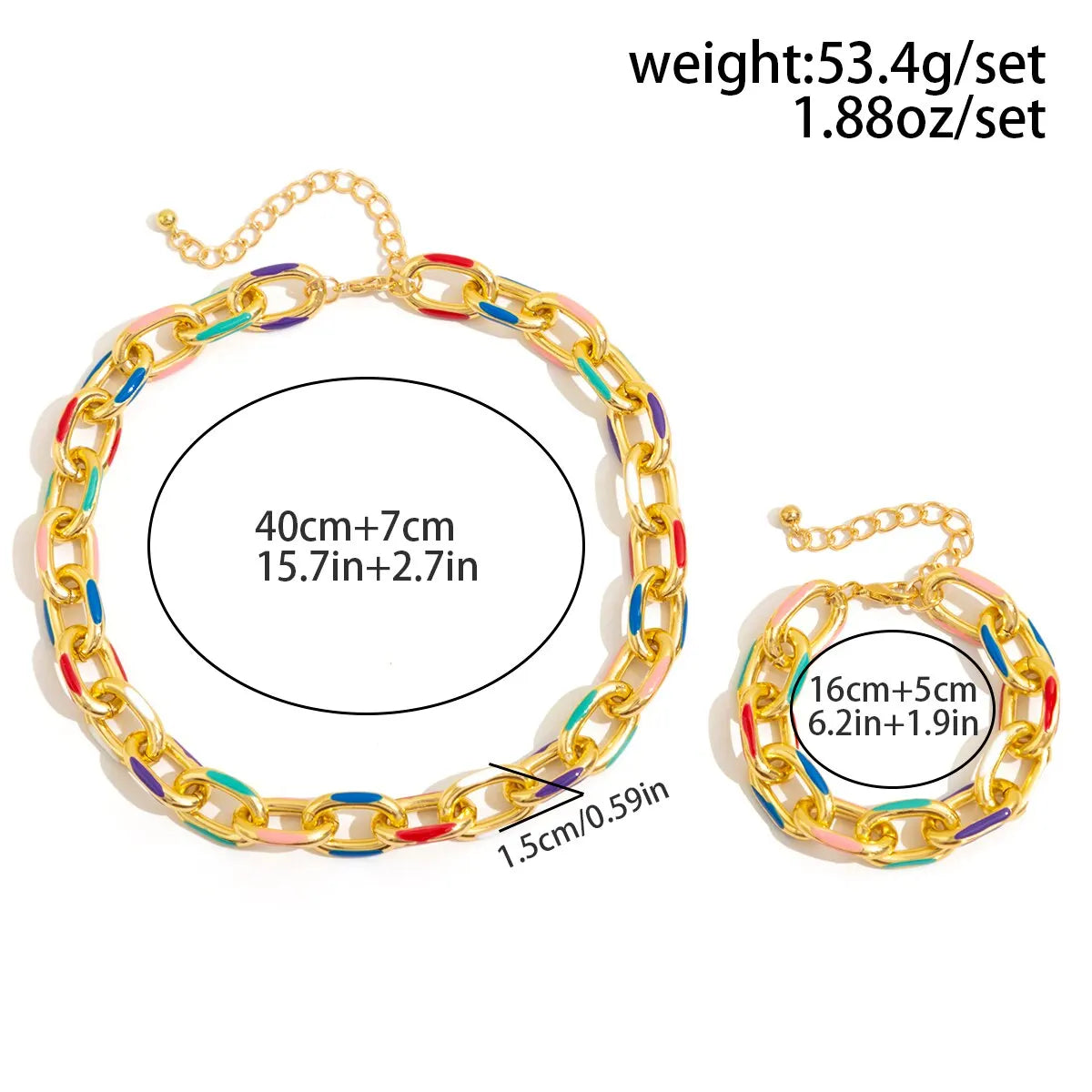Bunte Bohemian Fashion Choker Halskette Armband Schmuck Set Klassische Kreuzkette Accessoires für Frauen Geschenk Party