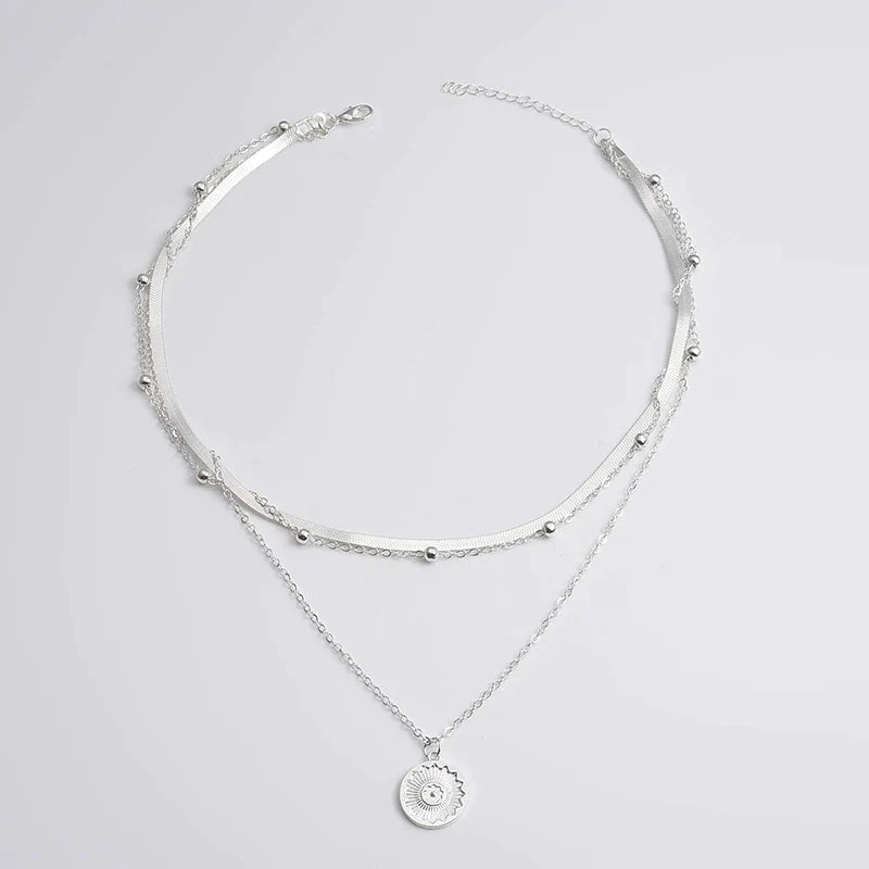 Silberne Dreifach-Halskette