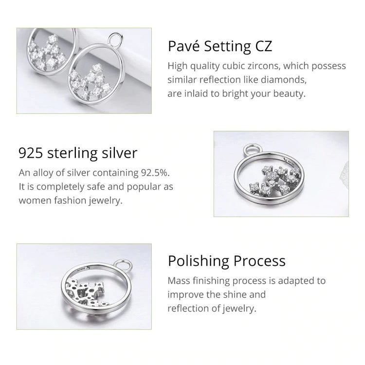 925 Sterling Silber Sprudeln Kubische Zirkonia  Runde Ohrringe