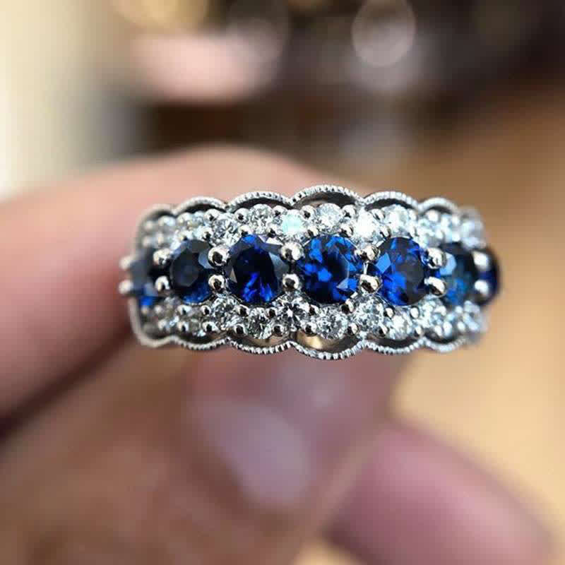 Kreativer Hohl Saphirblauer Zirkonring