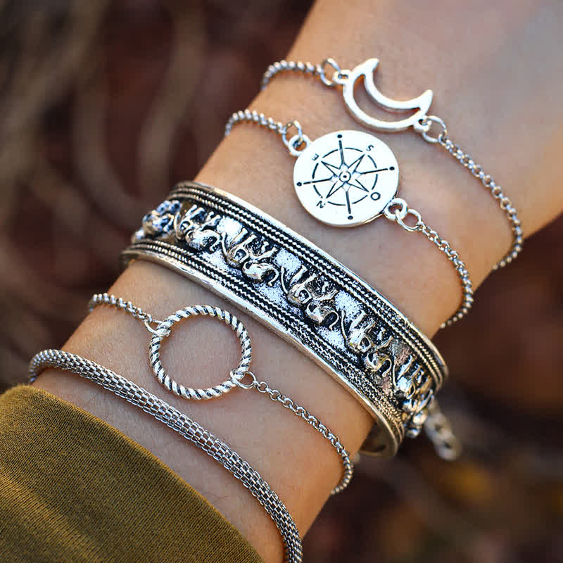 5Pcs Bohemian Day Night Armband Set