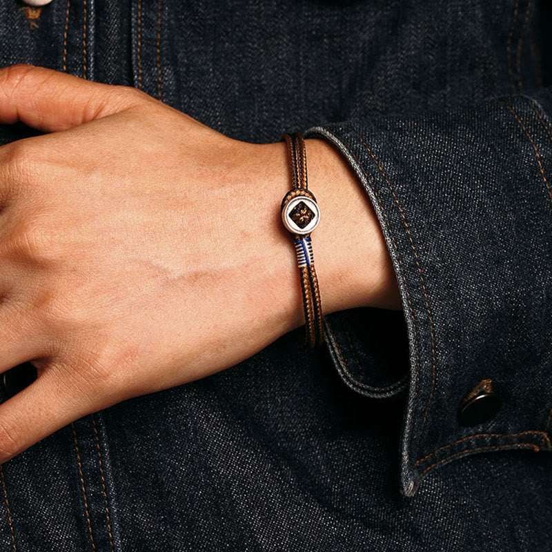 Handgefertigtes Chavri-Armband aus 925er-Sterlingsilber mit Knopfschutz