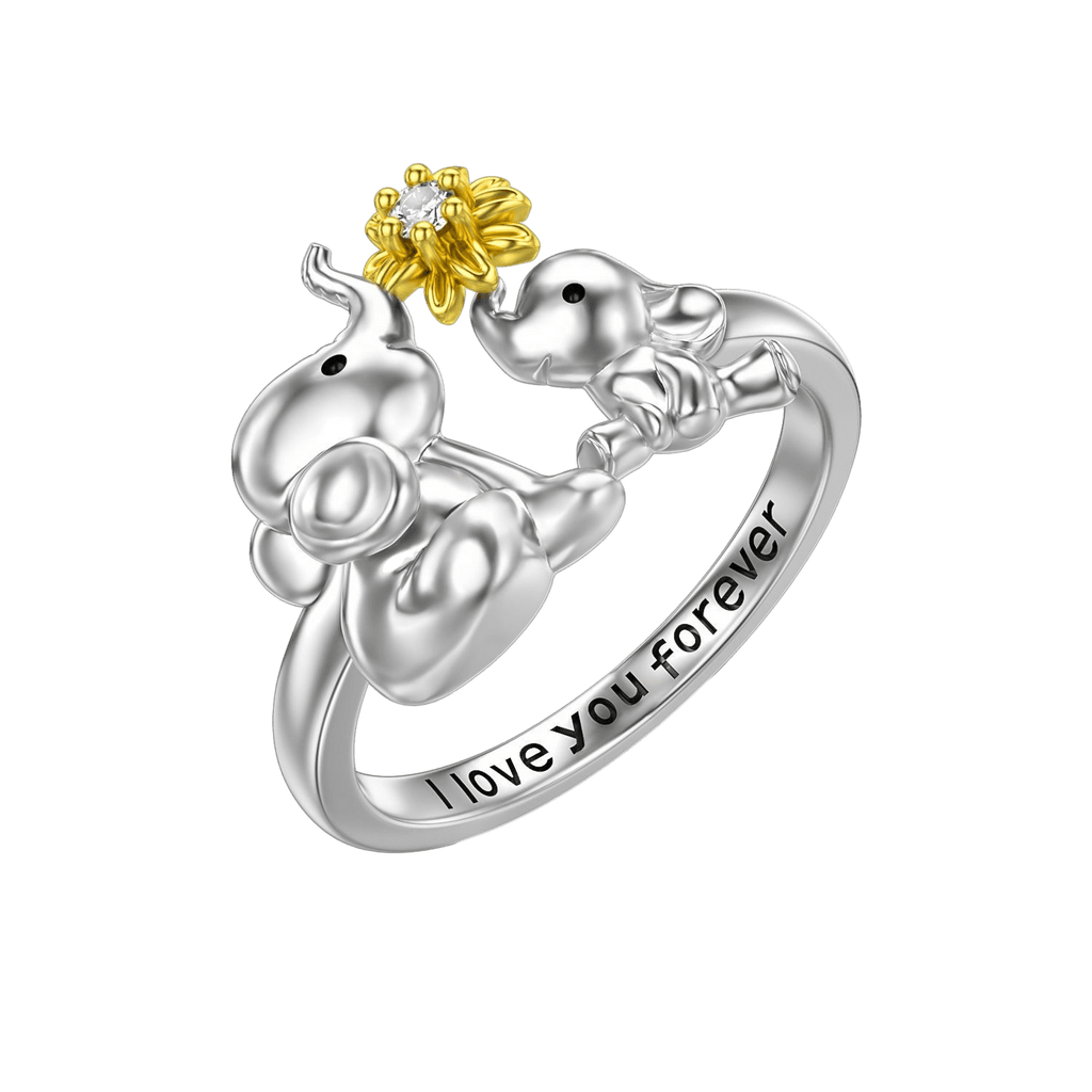 Ich Liebe Dich Für Immer Mutter Und Kinder -Elefant Daisy Ring