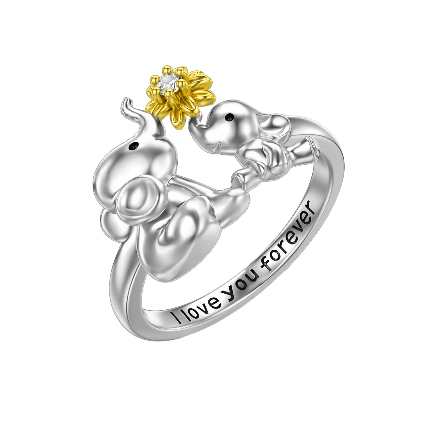 Ich Liebe Dich Für Immer Mutter Und Kinder -Elefant Daisy Ring