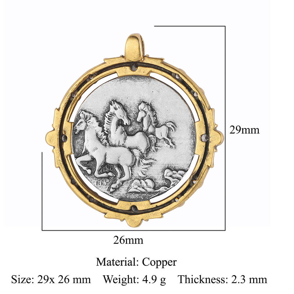 Französische Vintage Antike Bronzemünze Anhänger Halskette