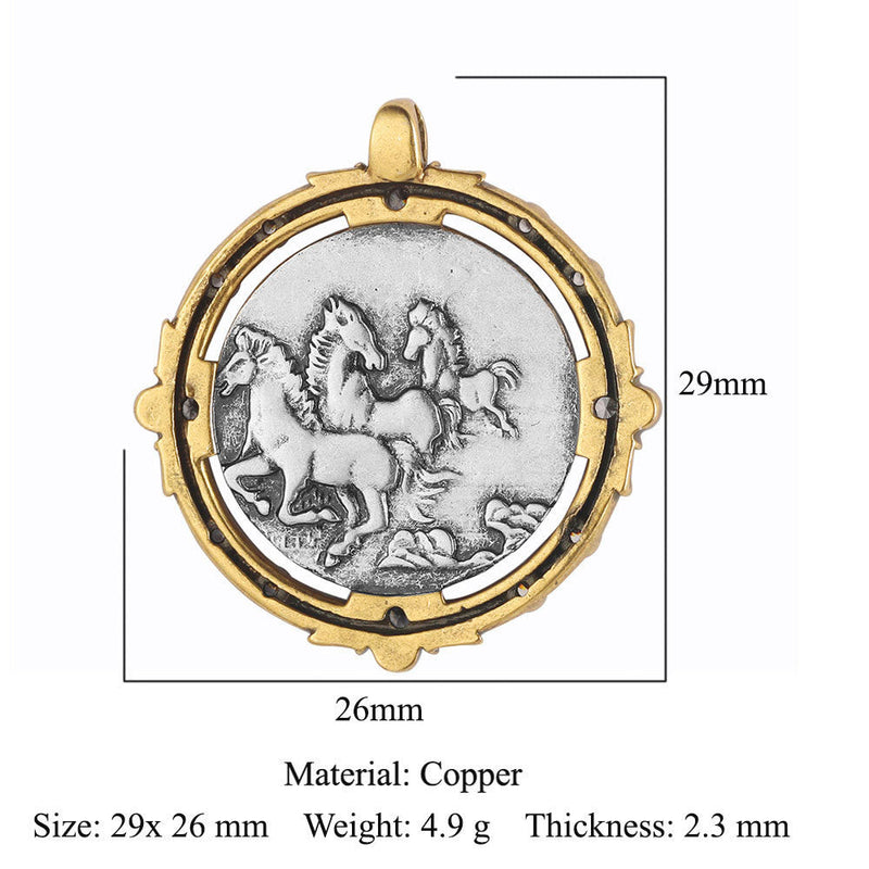 Französische Vintage Antike Bronzemünze Anhänger Halskette