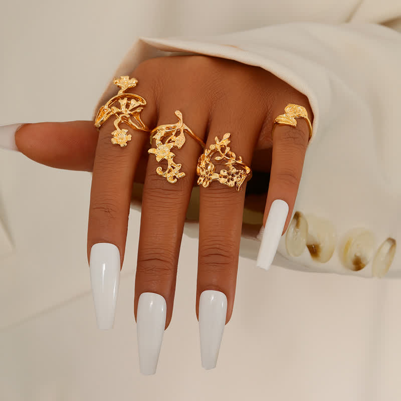 10Pcs Frauen Bohemian Geometrischer Ring -Set