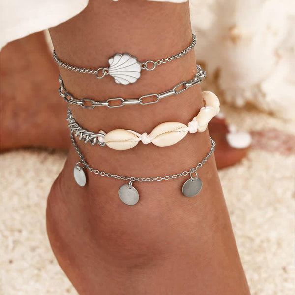 4Pcs Sommer Bohemian Fußkettchen -Armband Set