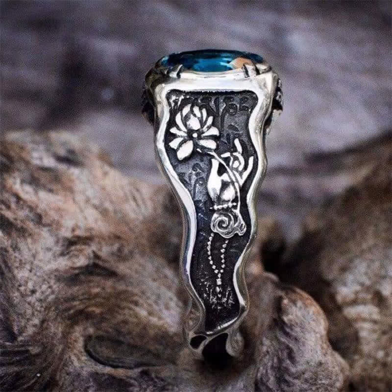 Buddhi Mudra Swiss Blue Topaz Ring