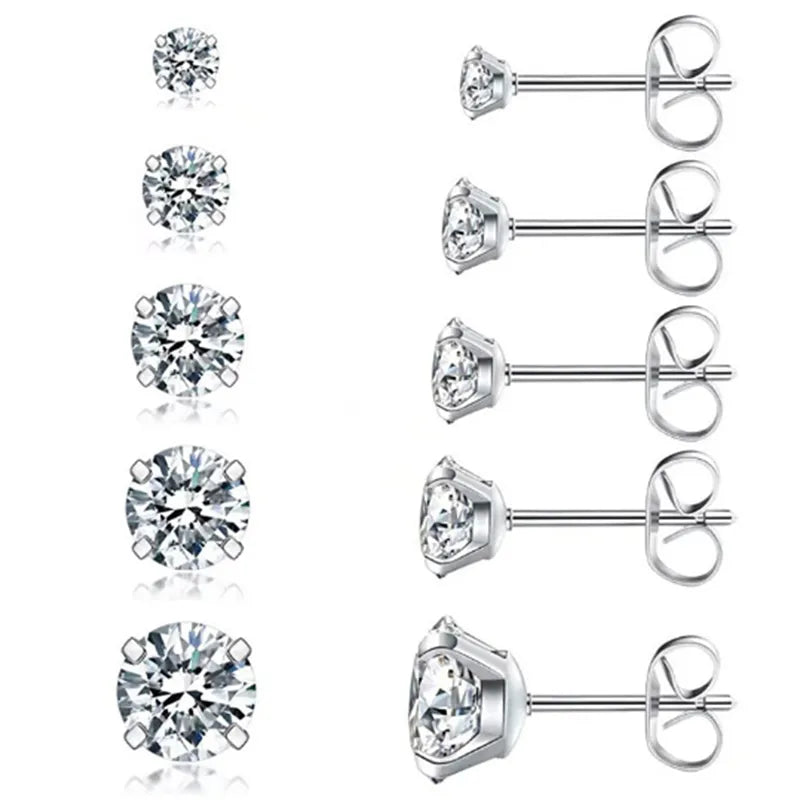 Hypoallergene Titan Ohrringe | Titanstahl Ohrstecker - 3/4/5/6/7/8mm Stahl