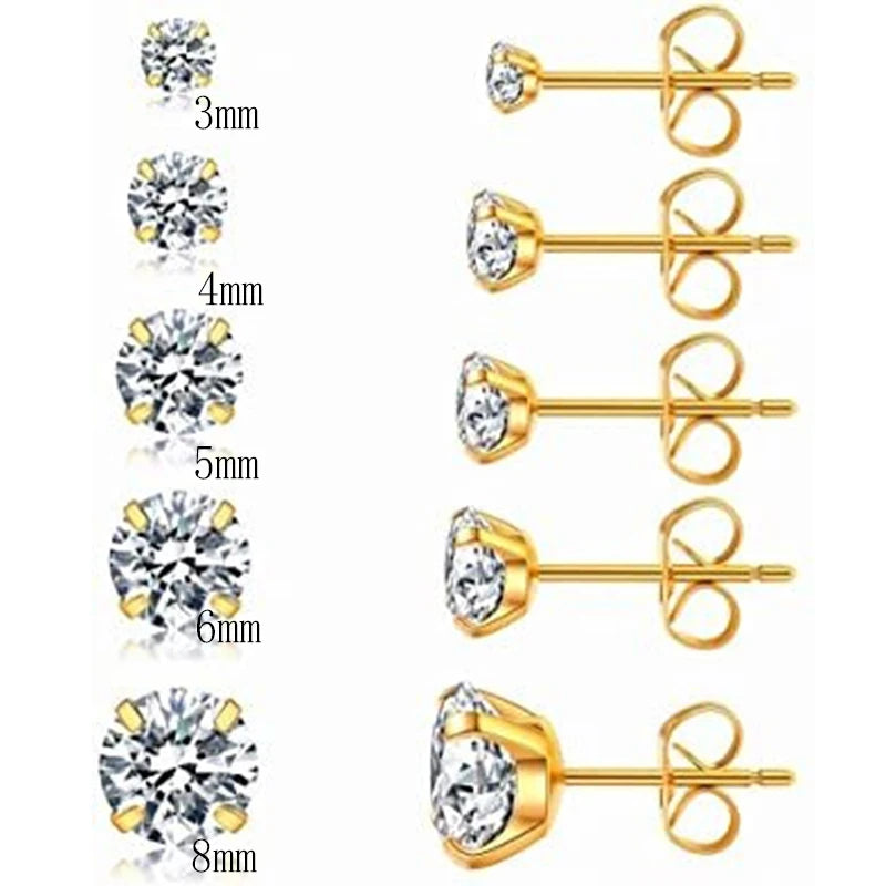 Hypoallergene Titan Ohrringe | Titanstahl Ohrstecker - 3/4/5/6/7/8mm Stahl