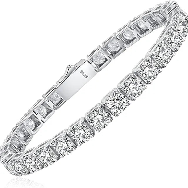 Echte Moissanite Tennisarmband Weihnachtsgeschenk Platinbeschichtetes 925 Sterling Silber Verlobungs- und Hochzeitsschmuck