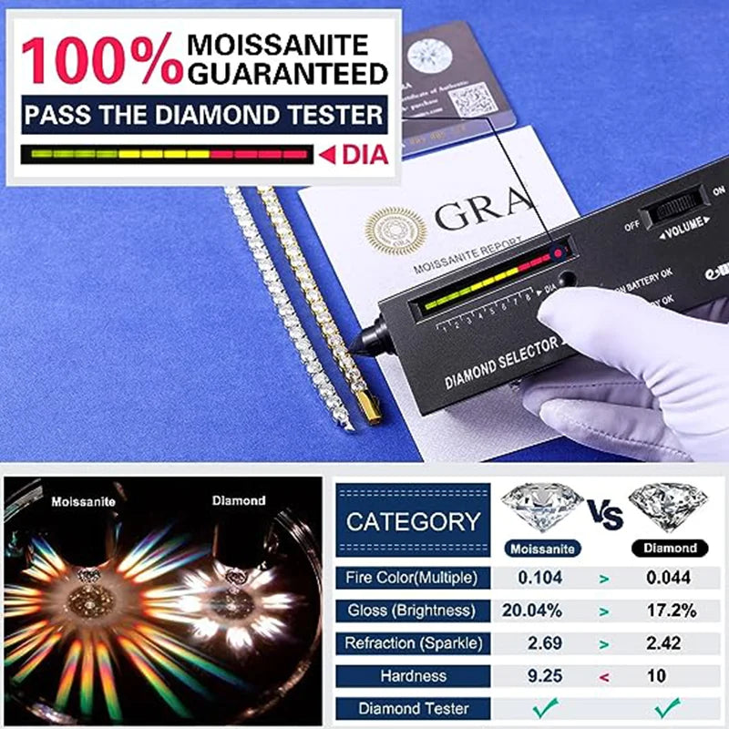 Echte Moissanite Tennisarmband Weihnachtsgeschenk Platinbeschichtetes 925 Sterling Silber Verlobungs- und Hochzeitsschmuck