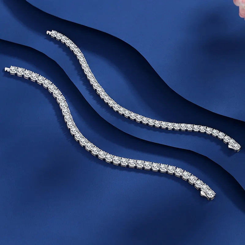 Echte Moissanite Tennisarmband Weihnachtsgeschenk Platinbeschichtetes 925 Sterling Silber Verlobungs- und Hochzeitsschmuck