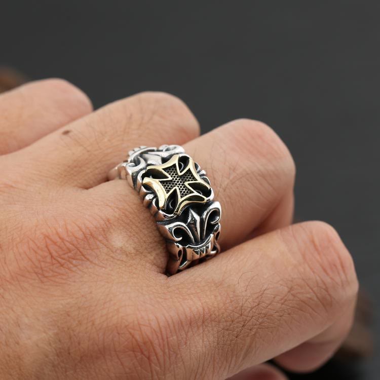 Mein Glaube Vintage Cross Men'S Ring