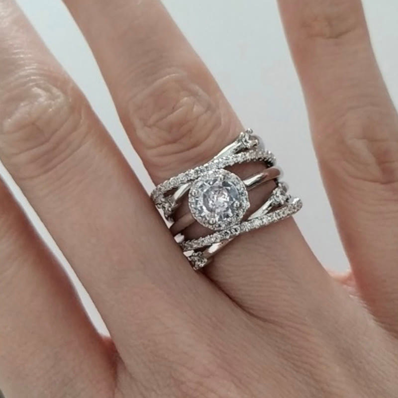 3Reihe Große Zirkonia -Ring