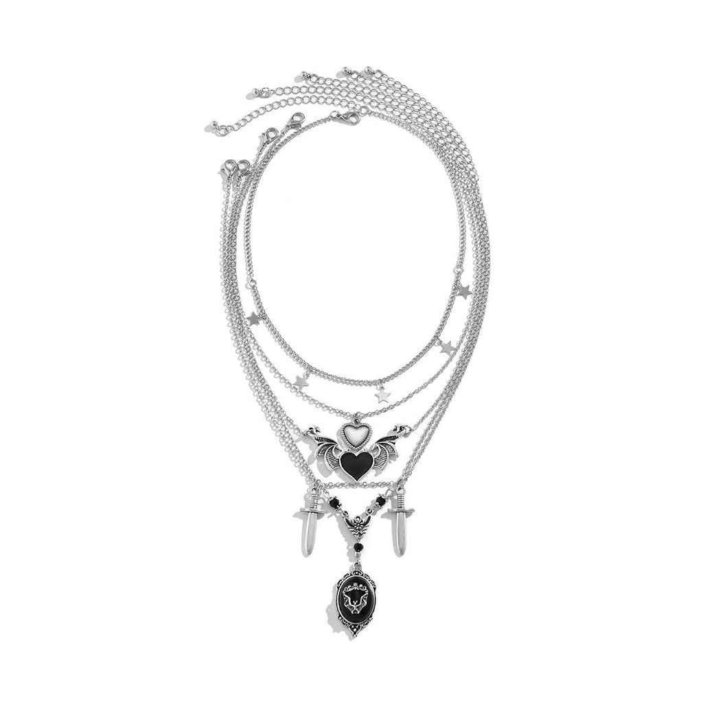 Dark Punk Love Wings Pendentin Halloween Halskette