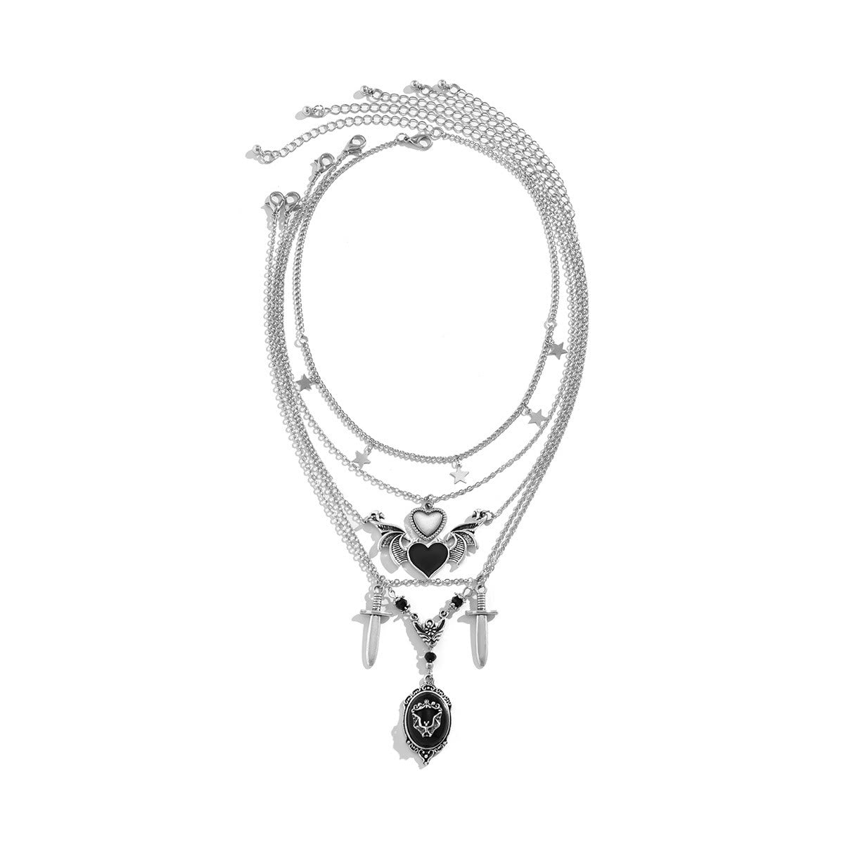 Dark Punk Love Wings Pendentin Halloween Halskette