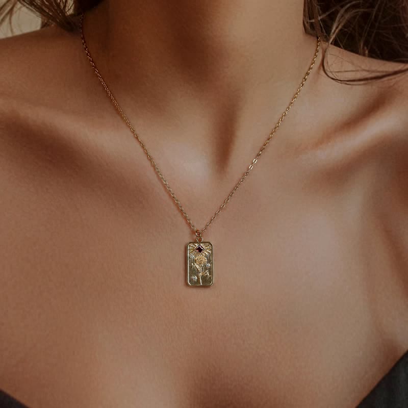 Geprägter Geburtsstein Empfindliche Geburtsblumenkette