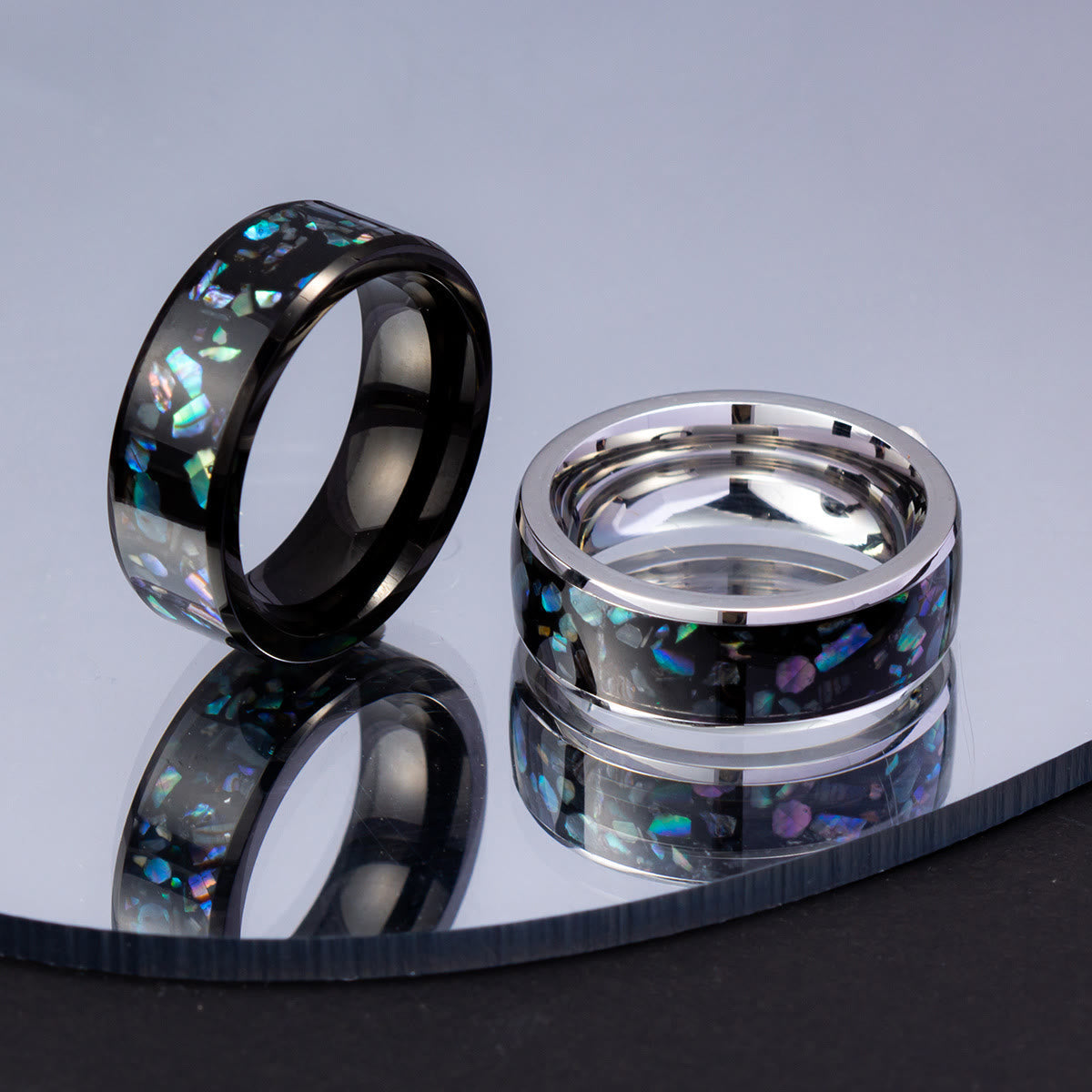 Zerkleinerter Opal Abalone Wolfram -Carbidring
