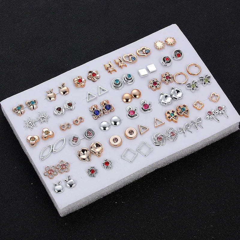 Elegantes Set mit Strass-Steckerohrringen für Mädchen und Frauen