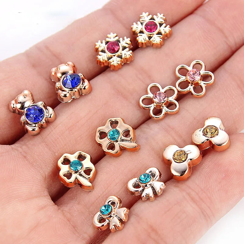 Elegantes Set mit Strass-Steckerohrringen für Mädchen und Frauen