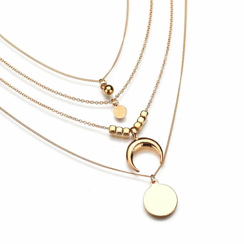 Boho Style Moon Gold Silber Multilayer Anhänger Legierung Halskette